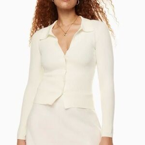 Wilfred Ivory Knit Collared Cardigan